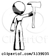 Ink Design Mascot Woman Holding Up Red Firefighters Ax