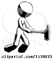 Ink Design Mascot Woman With Ax Hitting Striking Or Chopping