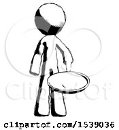 Ink Design Mascot Man Frying Egg In Pan Or Wok