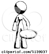 Ink Design Mascot Woman Frying Egg In Pan Or Wok