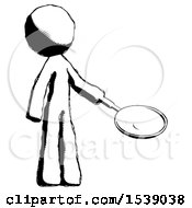 Poster, Art Print Of Ink Design Mascot Man Frying Egg In Pan Or Wok Facing Right