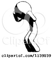 Ink Design Mascot Man With Headache Or Covering Ears Turned To His Left