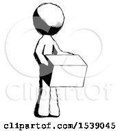 Ink Design Mascot Man Holding Package To Send Or Recieve In Mail