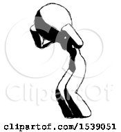 Ink Design Mascot Woman With Headache Or Covering Ears Facing Turned To Her Left