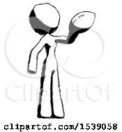 Ink Design Mascot Woman Holding Football Up