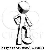 Ink Design Mascot Man Standing With Foot On Football
