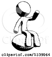 Poster, Art Print Of Ink Design Mascot Man Sitting On Giant Football