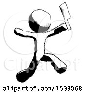 Poster, Art Print Of Ink Design Mascot Man Psycho Running With Meat Cleaver