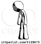 Ink Design Mascot Woman Depressed With Head Down Turned Left