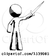 Ink Design Mascot Man Holding Sword In The Air Victoriously