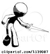 Poster, Art Print Of Ink Design Mascot Man Sword Pose Stabbing Or Jabbing
