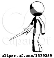 Poster, Art Print Of Ink Design Mascot Man With Sword Walking Confidently