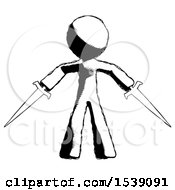 Ink Design Mascot Man Two Sword Defense Pose