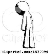 Poster, Art Print Of Ink Design Mascot Man Depressed With Head Down Back To Viewer Left