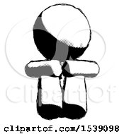 Ink Design Mascot Man Sitting With Head Down Facing Forward