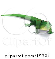 Cute Green Gecko Lizard With Red Markings On His Back And A Shadow Under His Belly Looking Outwards Clipart Image Picture