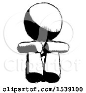 Ink Design Mascot Woman Sitting With Head Down Facing Forward
