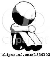 Ink Design Mascot Woman Sitting With Head Down Facing Angle Right