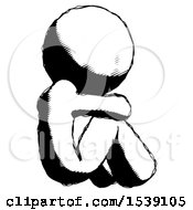 Ink Design Mascot Man Sitting With Head Down Back View Facing Right