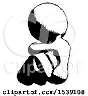 Poster, Art Print Of Ink Design Mascot Woman Sitting With Head Down Back View Facing Left