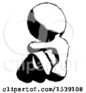 Ink Design Mascot Woman Sitting With Head Down Back View Facing Left