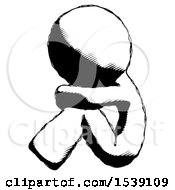 Poster, Art Print Of Ink Design Mascot Man Sitting With Head Down Facing Sideways Left