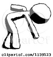 Poster, Art Print Of Ink Design Mascot Man Picking Something Up Bent Over