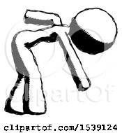 Ink Design Mascot Woman Bent Over Picking Something Up