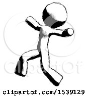 Poster, Art Print Of Ink Design Mascot Man Running Away In Hysterical Panic Direction Left