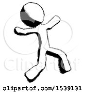 Poster, Art Print Of Ink Design Mascot Man Running Away In Hysterical Panic Direction Right