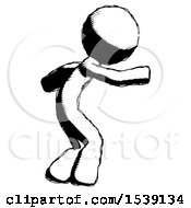 Poster, Art Print Of Ink Design Mascot Man Sneaking While Reaching For Something