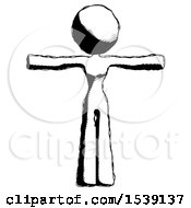 Ink Design Mascot Woman T Pose Arms Up Standing