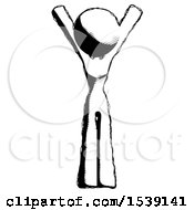 Ink Design Mascot Woman Hands Up