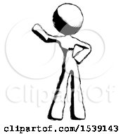 Ink Design Mascot Woman Waving Right Arm With Hand On Hip