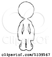 Sketch Design Mascot Woman Kneeling Front Pose