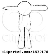 Sketch Design Mascot Man Head Impaled With Pen