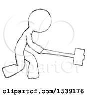 Poster, Art Print Of Sketch Design Mascot Man Hitting With Sledgehammer Or Smashing Something