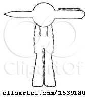 Poster, Art Print Of Sketch Design Mascot Woman Pen Stuck Through Head