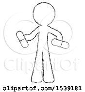 Sketch Design Mascot Man Red Pill Or Blue Pill Concept