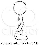 Sketch Design Mascot Woman Kneeling Left