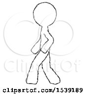 Sketch Design Mascot Man Walking Left Side View