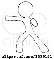 Sketch Design Mascot Man Martial Arts Punch Left