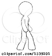 Poster, Art Print Of Sketch Design Mascot Man Walking Turned Right Front View