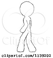 Poster, Art Print Of Sketch Design Mascot Man Walking Away Direction Left View