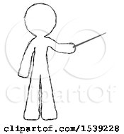 Sketch Design Mascot Man Teacher Or Conductor With Stick Or Baton Directing