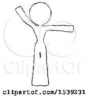 Poster, Art Print Of Sketch Design Mascot Woman Directing Traffic Right