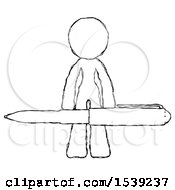 Sketch Design Mascot Woman Lifting A Giant Pen Like Weights