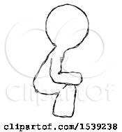 Poster, Art Print Of Sketch Design Mascot Man Squatting Facing Right