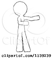 Sketch Design Mascot Man Presenting Something To His Left