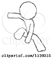 Poster, Art Print Of Sketch Design Mascot Woman Action Hero Jump Pose